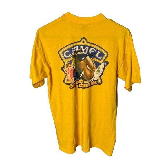 VTG 80s Joe Camel Yellow T Shirt Mens Large - Picture 3 of 5